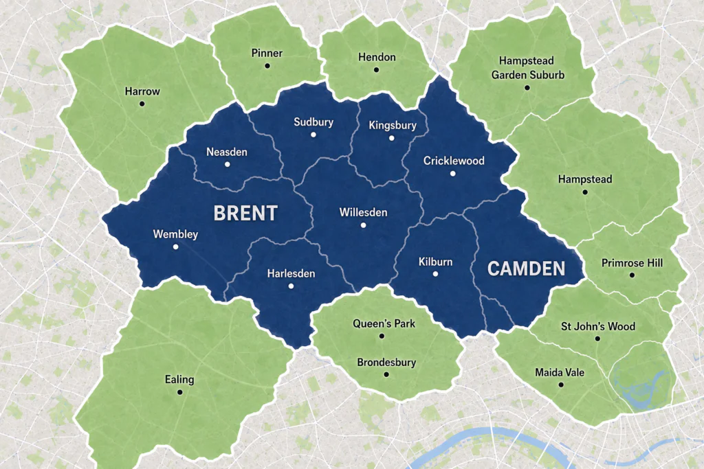 mobile car detailing service areas map Wembley Brent Camden NW London