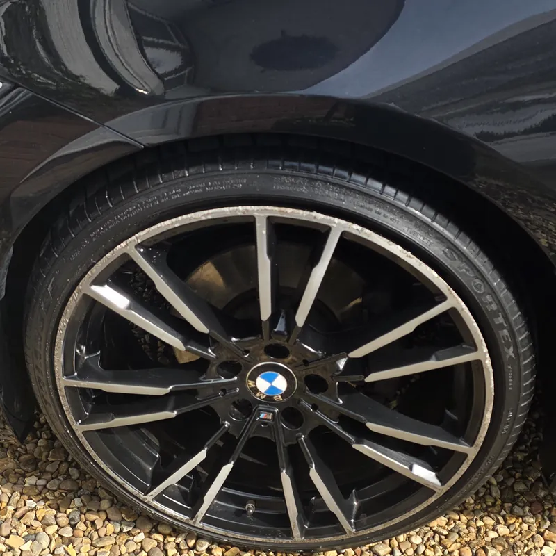 The same M Sport alloy spotless after PureShine's deep wheel clean
