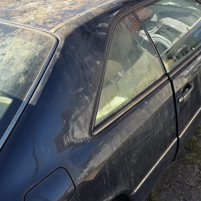 Neglected classic Mercedes coupe covered in grime before a full detail