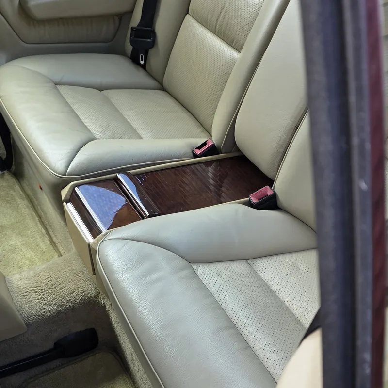 Cream leather cleaned and carpets shampooed after an interior detail