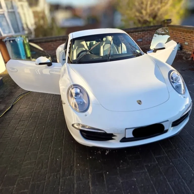 White Porsche 911 detailed at home in Wembley