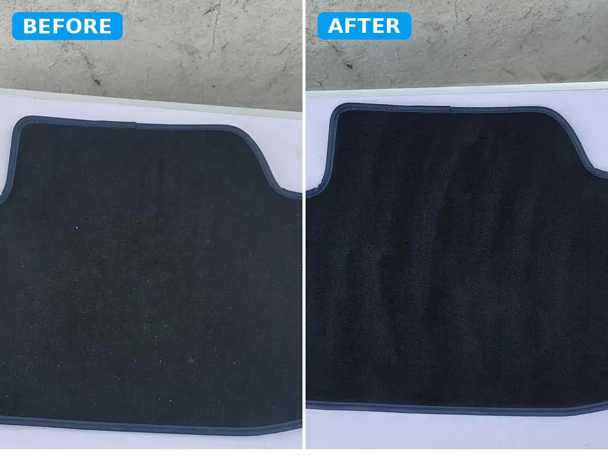 Car mats shampooed and extracted before and after in Wembley