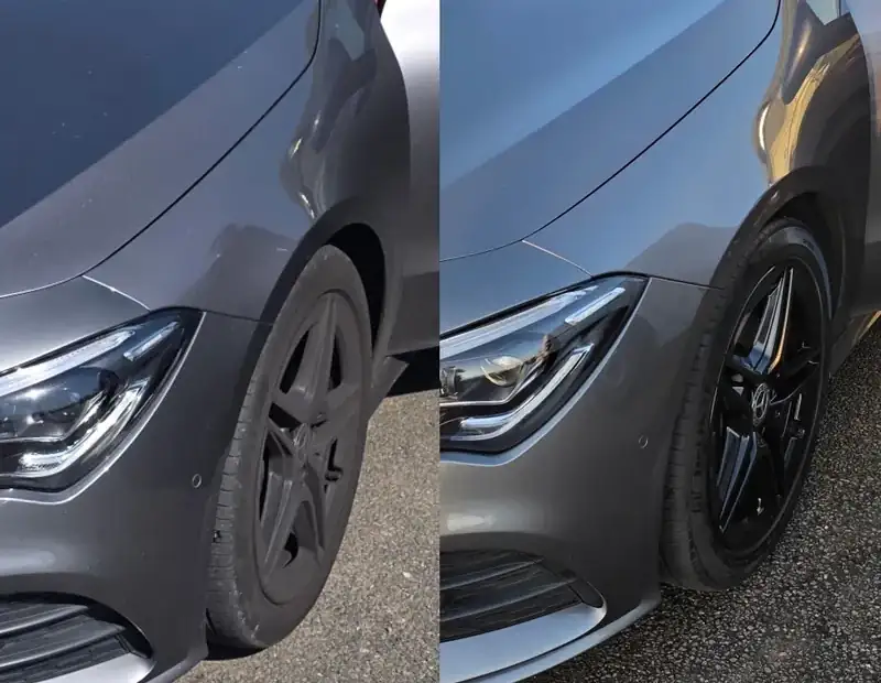 Paint correction before and after during pre-sale car detailing in NW London